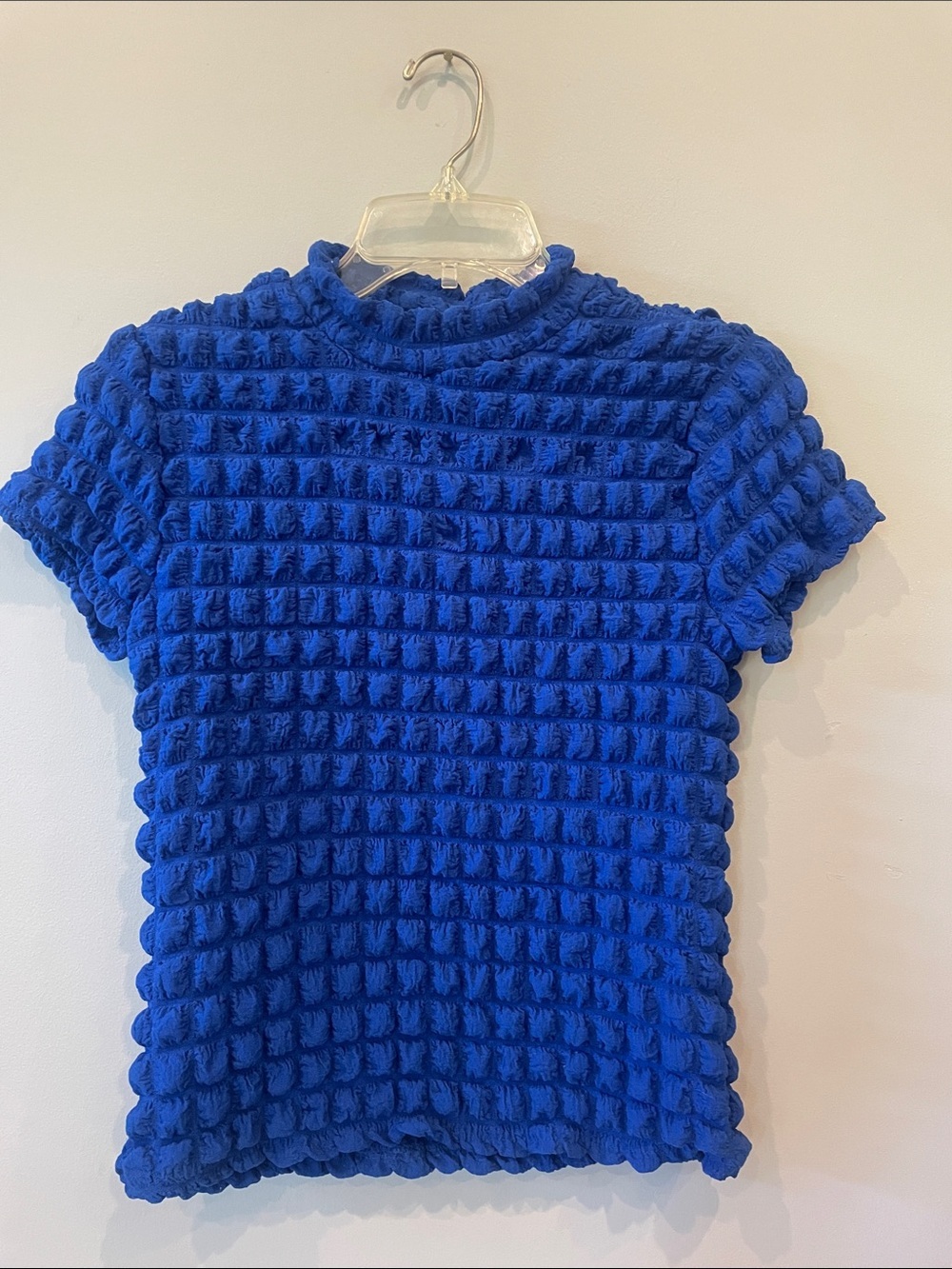 Textured Royal Blue Short Sleeve Top